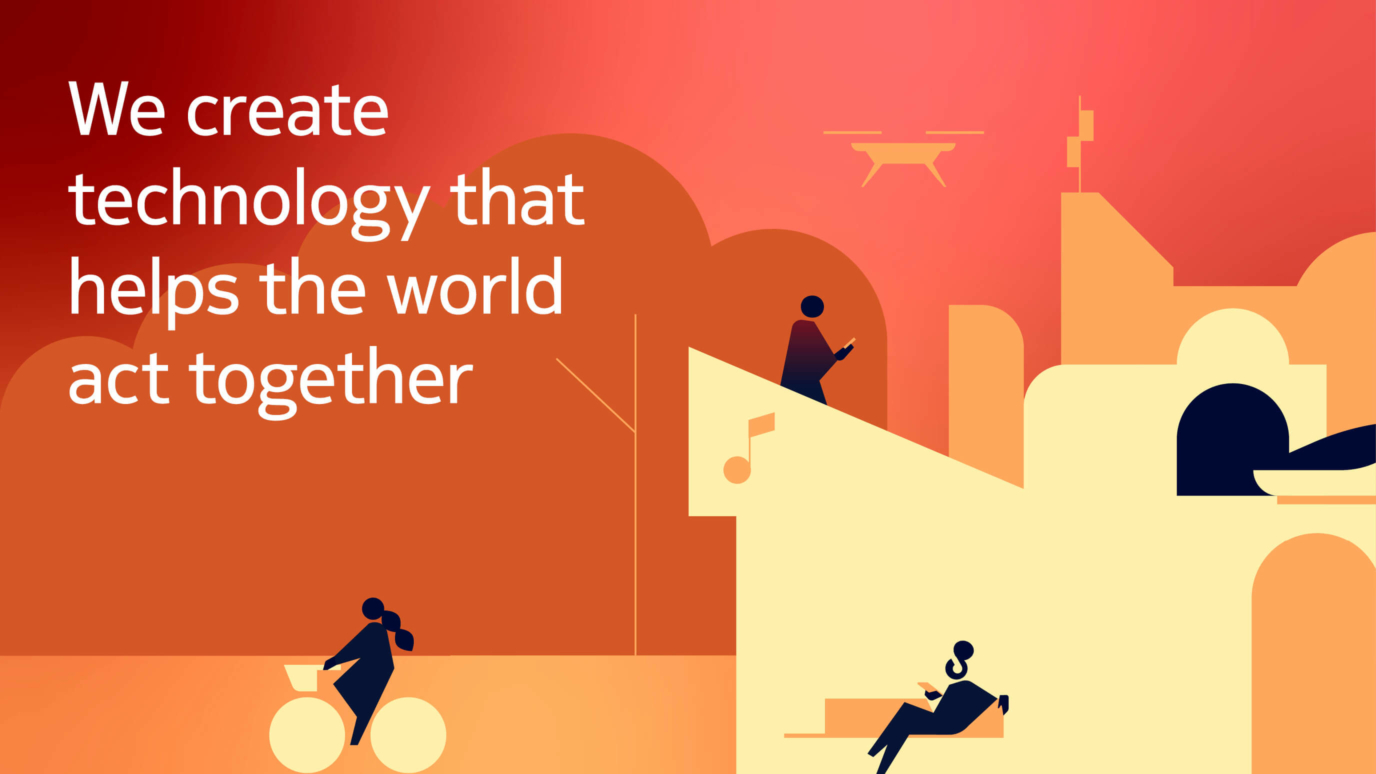 Nokia infographics that says "We create technology that helps the world act together"