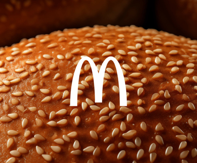 McDonald's logo on sesame bun