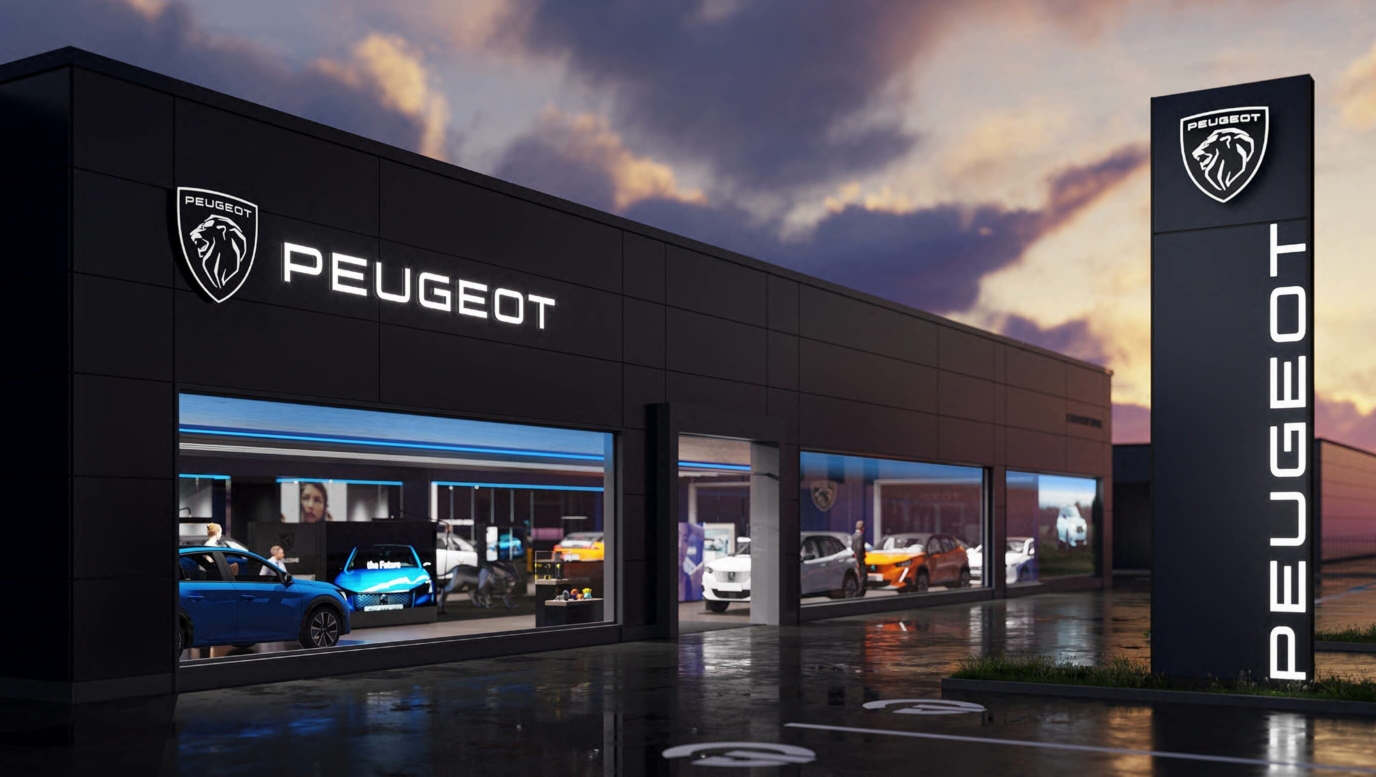 outside of peugeot car dealership