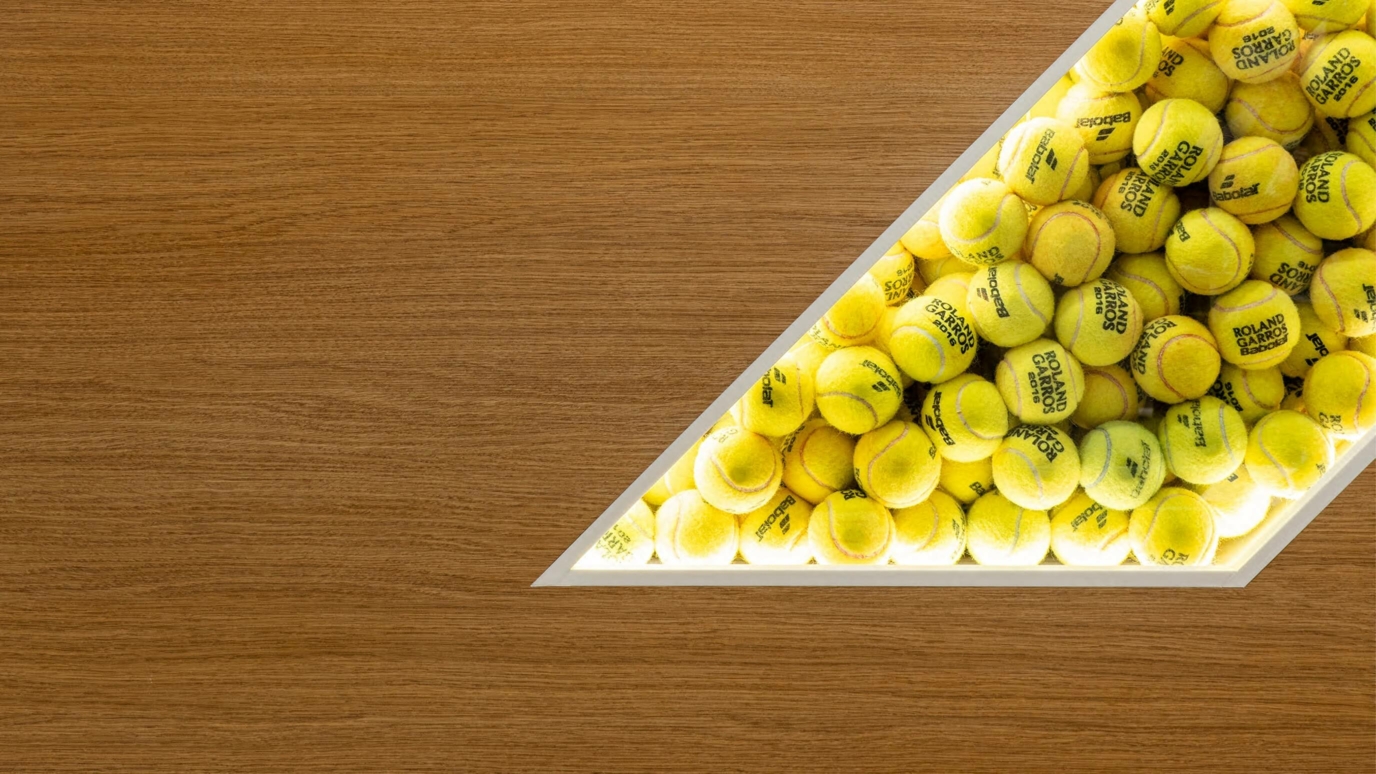 tennis balls on wall