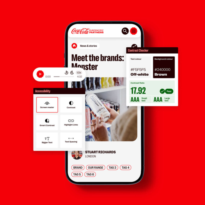 Coca-Cola Europacific Partners website on phone